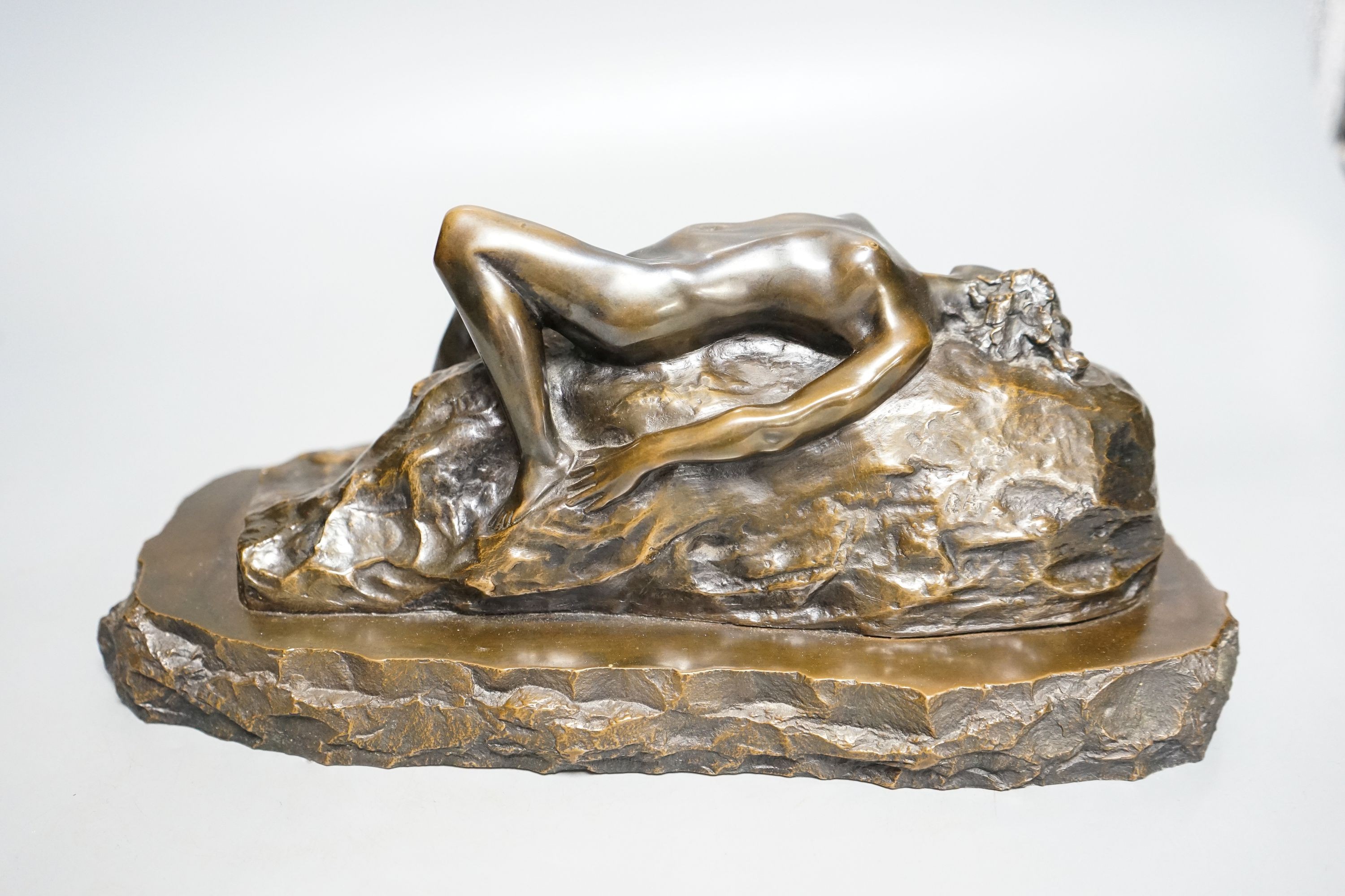 After Aichele, an electrotype of a recumbent nude woman 29cm